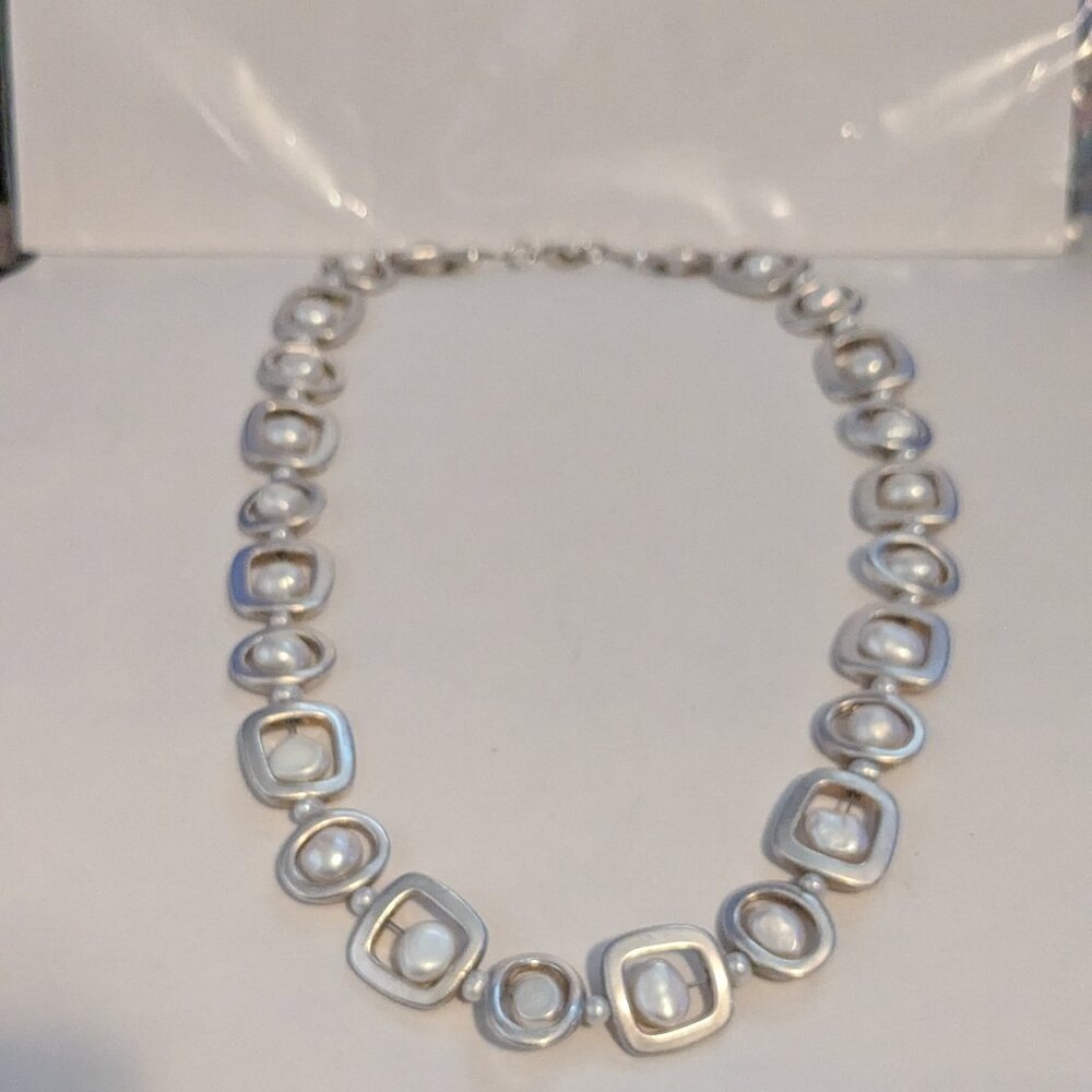 Geometric Square Oval Rectangle Silver Tone Genui… - image 2